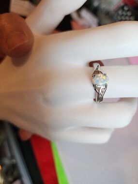 R.J. Graziano Sterling Silver Ring with White Opal